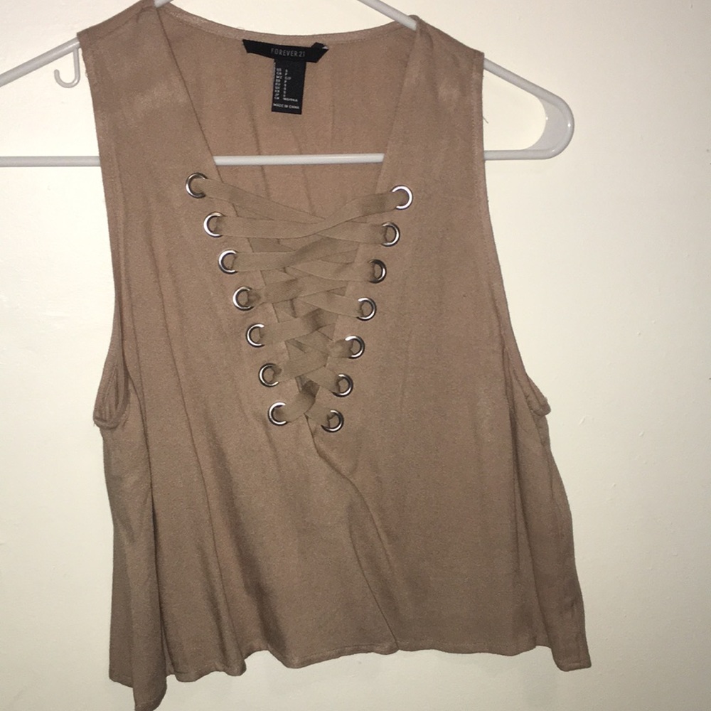 Crop top with lace up front